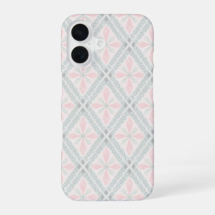 Groen en roze pastel diamantpatroon iPhone 16 hoesje