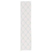 Groen en roze pastel diamantpatroon korte tafelloper (Voorkant)