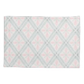 Groen en roze pastel diamantpatroon kussensloop (Achterkant)