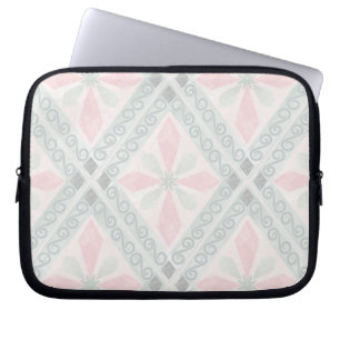 Groen en roze pastel diamantpatroon laptop sleeve