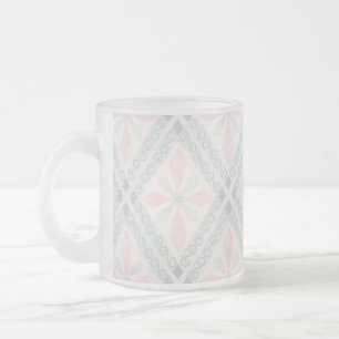 Groen en roze pastel diamantpatroon matglas koffiemok
