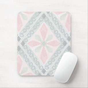 Groen en roze pastel diamantpatroon muismat