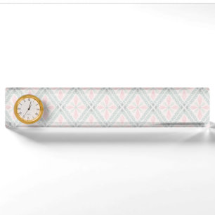Groen en roze pastel diamantpatroon naambordje