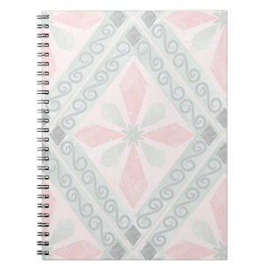 Groen en roze pastel diamantpatroon notitieboek