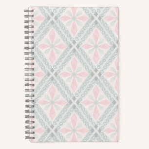 Groen en roze pastel diamantpatroon notitieboek
