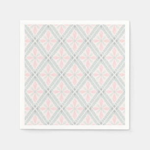 Groen en roze pastel diamantpatroon servet