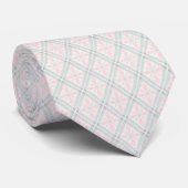 Groen en roze pastel diamantpatroon stropdas (Opgerold)