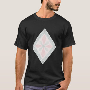 Groen en roze pastel diamantpatroon t-shirt