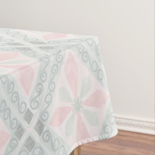Groen en roze pastel diamantpatroon tafelkleed