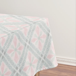 Groen en roze pastel diamantpatroon tafelkleed