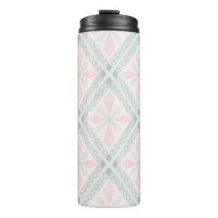 Groen en roze pastel diamantpatroon thermosbeker