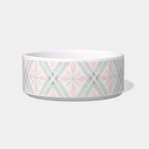 Groen en roze pastel diamantpatroon voerbakje