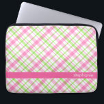 Groen en roze patroon laptop sleeve<br><div class="desc">Meisjes en kleurrijk vormig vormgeving.</div>