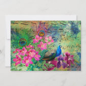  Groen en Roze Peacock Birthday Dank u Bedankkaart (Achterkant)