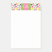 Groen en Roze Polka Dot Monogram Post het Nota Post-it® Notes (Voorkant)