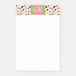 Groen en Roze Polka Dot Monogram Post het Nota Post-it® Notes