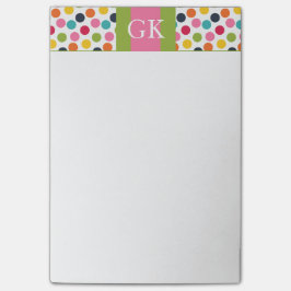 Groen en Roze Polka Dot Monogram Post het Nota Post-it® Notes