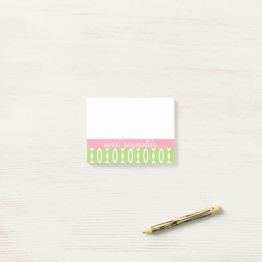 Groen en Roze Post it Notes - Personaliseer (Op bureau)