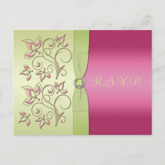 Groen en Roze R.S.V.P. Briefkaart (Voorkant)