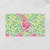 Groen en Roze Retro Bloemen Damask Visitekaartje (Achterkant)