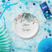 Groen en Roze Rozentuin Bruiloft Papieren Bordje (Feest)