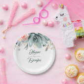 Groen en Roze Rozentuin Bruiloft Papieren Bordje (Feest)