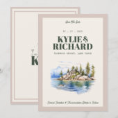 Groen en Roze Save The Date Kaart (Voorkant / Achterkant)