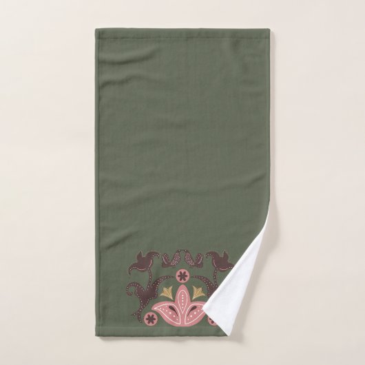Groen en Roze Scandinavisch Patroon Bad Handdoek (Handdoek)