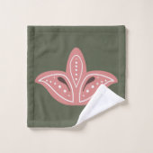 Groen en Roze Scandinavisch Patroon Bad Handdoek (Wasdoekje)