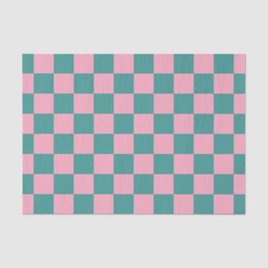 Groen en roze schaakbordpatroon tissuepapier (Voorkant)