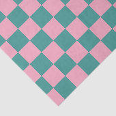 Groen en roze schaakbordpatroon tissuepapier (Detail)