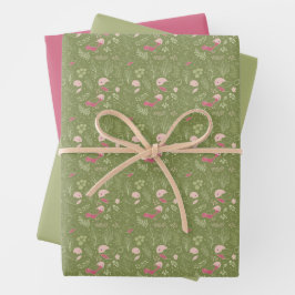 Groen en Roze Schattige Bird Baby ShowerWrapping P Inpakpapier Vel