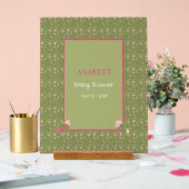 Groen en Roze Schattigee Vogels Baby shower Acryl Bord (Huwelijk)