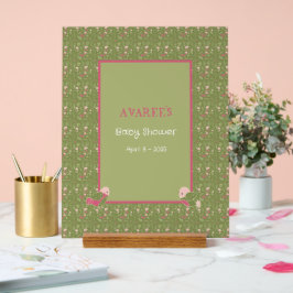 Groen en Roze Schattigee Vogels Baby shower Acryl Bord