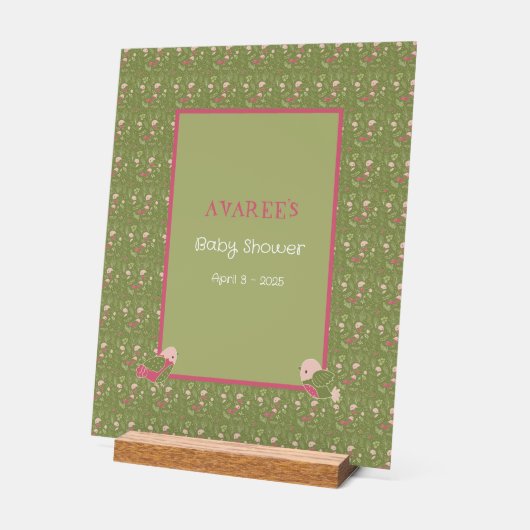 Groen en Roze Schattigee Vogels Baby shower Acryl Bord (Hoek)