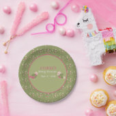 Groen en Roze Schattigee Vogels Baby shower Papier Papieren Bordje (Feest)