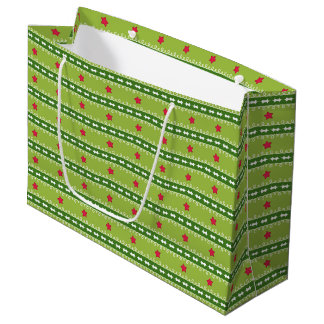 Groen en Roze Stars Gift Bag - Groot Large Cadeautasje