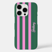 Groen en roze streepjespatroon gepersonaliseerd Case-Mate iPhone case (Achterkant)