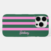 Groen en roze streepjespatroon gepersonaliseerd Case-Mate iPhone case (Achterkant (horizontaal))