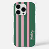 Groen en roze streepjespatroon gepersonaliseerd Case-Mate iPhone case (Achterkant)