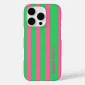 Groen en roze streepjespatroon gepersonaliseerd Case-Mate iPhone case (Achterkant)