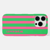 Groen en roze streepjespatroon gepersonaliseerd Case-Mate iPhone case (Achterkant (horizontaal))
