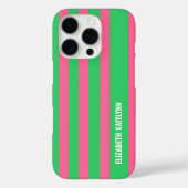 Groen en roze streepjespatroon gepersonaliseerd Case-Mate iPhone case (Achterkant)