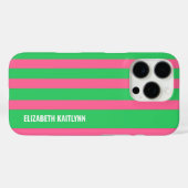 Groen en roze streepjespatroon gepersonaliseerd Case-Mate iPhone case (Achterkant (horizontaal))