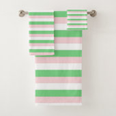 Groen en Roze Strepen Patroon Stijlvol, Modern Bad Handdoek (Insitu)