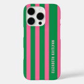 Groen en Roze Strepenpatroon Persoonlijk  Case-Mate iPhone Case (Achterkant)