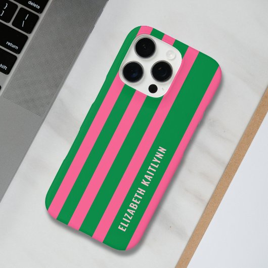 Groen en Roze Strepenpatroon Persoonlijk  Case-Mate iPhone Case
