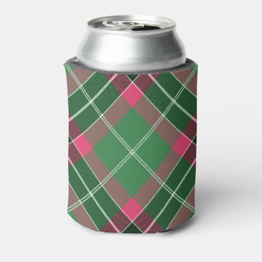 Groen en Roze Tartan Blikjeskoeler (Blikje Achterkant)