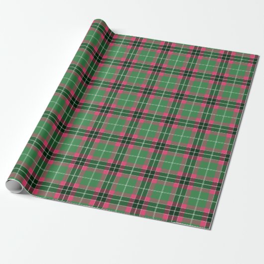 Groen en Roze Tartan Cadeaupapier (Uitgerold)