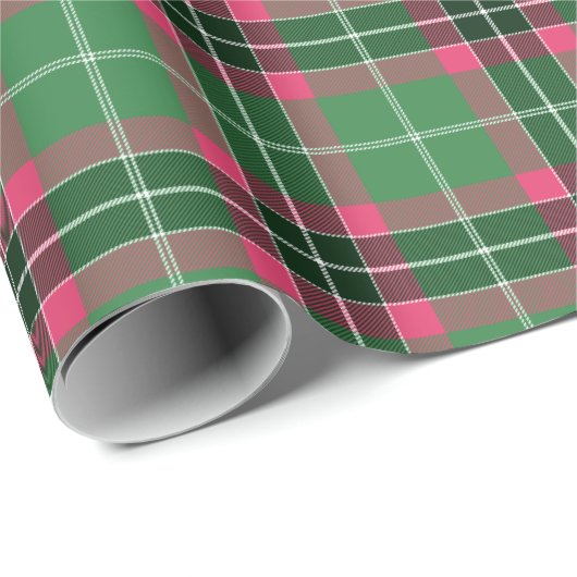 Groen en Roze Tartan Cadeaupapier (Rol Hoek)